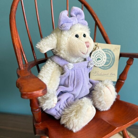 Boyds Bears Bearwear Madabot Eve Lamb Lavender Overalls 1985-1998  Retired Tags - Picture 2 of 7